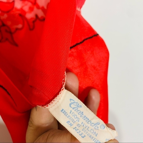 Vintage red embroidered lace slip dress medium womens - Picture 8 of 11